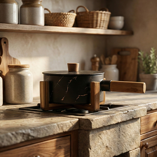 كسروله بورسلين بالحامل الخشبي