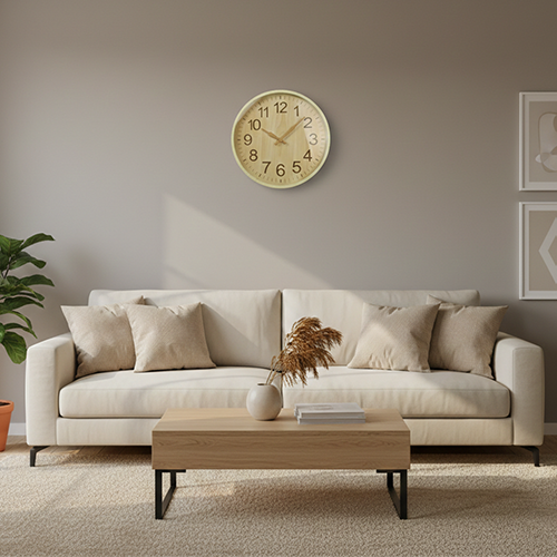 ساعة حائط خشبية بتصميم دائري