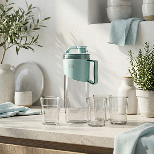 زجاجة مياه بالأكواب 