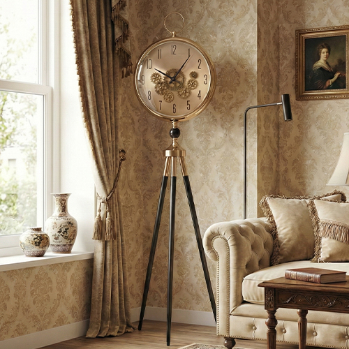 ساعة ديكور معدنية بتصميم تروس فاخر